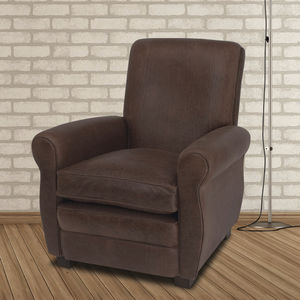 traditional armchair / leather / club / brown