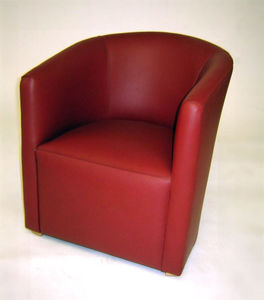 contemporary visitor armchair / leather / red / contract