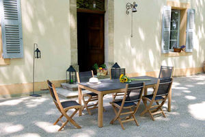 contemporary table / teak / HPL / rectangular