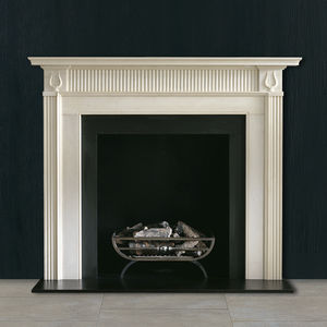 traditional fireplace mantel / marble / corner