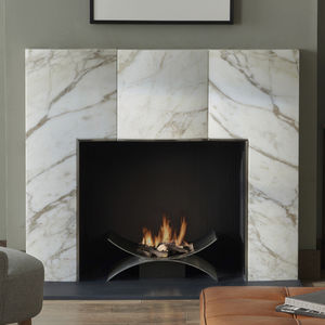 contemporary fireplace mantel / stone