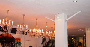 acoustic suspended ceiling / mineral fiber / tile / with integrated air conditioning