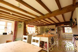oak beam / solid wood / rectangular / roof