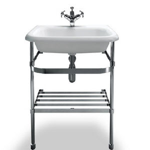 wall-mounted washbasin / rectangular / natural stone / contemporary
