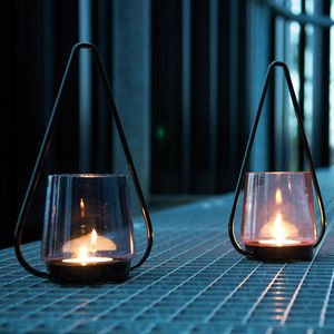 glass candle holder / metal