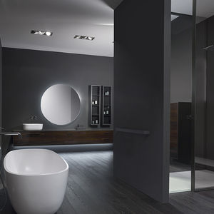 wall-hung washbasin cabinet / oak / contemporary / lacquered