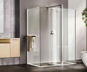 walk-in shower / glass / rectangular
