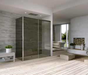glass shower / rectangular / with sliding door