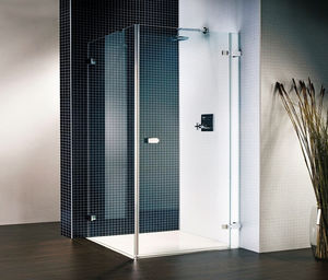 glass shower / rectangular / with hinged door