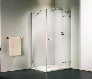 glass shower / rectangular / with hinged door
