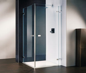 glass shower / rectangular / with hinged door