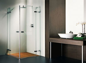 glass shower / rectangular / with hinged door