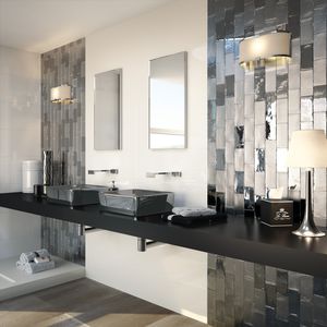 indoor mosaic tile / wall / ceramic / rectangular