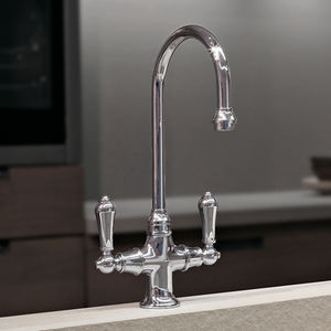 free-standing double-handle mixer tap / nickel / chromed metal / kitchen
