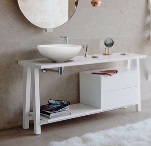 free-standing washbasin cabinet / wooden / contemporary