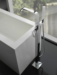 bathtub mixer tap / floor-mounted / chromed metal / nickel