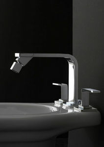 double-handle bidet mixer tap / free-standing / nickel / chromed metal
