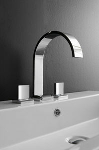 double-handle washbasin mixer tap / free-standing / nickel / chromed metal