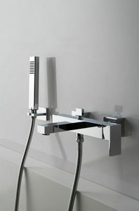 shower mixer tap / for bathtubs / wall-mounted / chromed metal