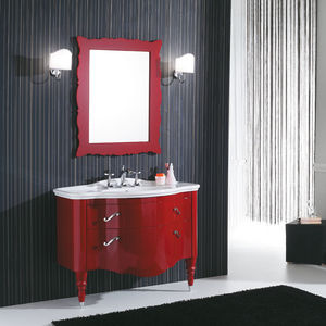 free-standing washbasin cabinet / wooden / ceramic / traditional