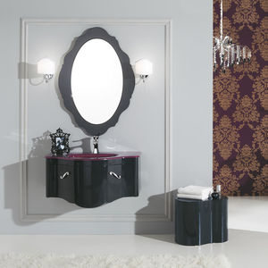 wall-hung washbasin cabinet / wooden / glass / traditional