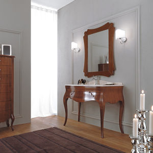free-standing washbasin cabinet / walnut / marble / traditional