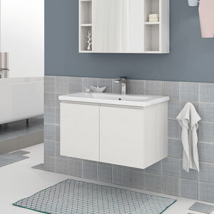 wall-hung washbasin cabinet / wooden / ceramic / PVC