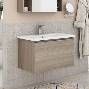 wall-hung washbasin cabinet / wooden / ceramic / PVC