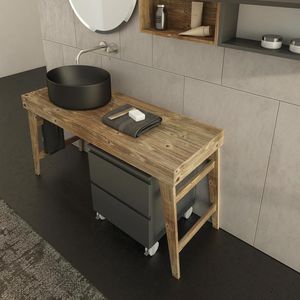 free-standing washbasin cabinet / ceramic / contemporary / with drawers