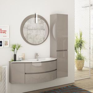 wall-hung washbasin cabinet / wooden / resin / contemporary