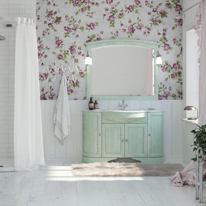 free-standing washbasin cabinet / wooden / traditional / with integrated cupboards