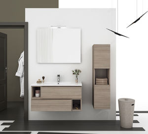 wall-hung washbasin cabinet / wooden / resin / PVC