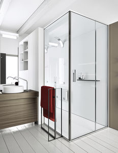 swing shower screen / rectangular / for alcove / angle