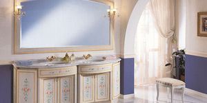 double washbasin cabinet / free-standing / wooden / traditional