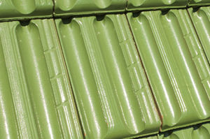 interlocking roof tile / clay / enameled / green