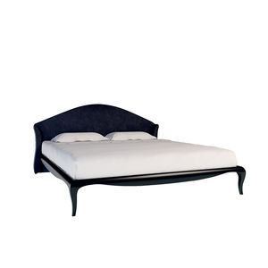 double bed / vintage / with upholstered headboard / fabric