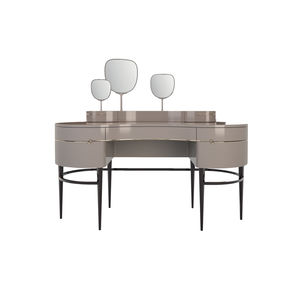 traditional dressing table / wood veneer / brushed stainless steel / lacquered metal