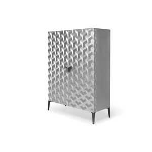 contemporary bar cabinet / brushed stainless steel / lacquered metal / brushed stainless steel