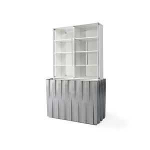 contemporary bookcase / lacquered wood / glass