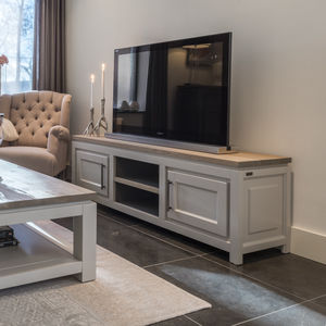 contemporary TV cabinet / lowboard / oak / MDF