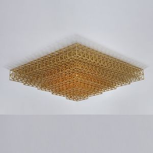 contemporary ceiling light / square / brass / halogen