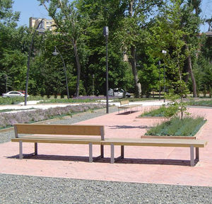 public bench / contemporary / pine / steel