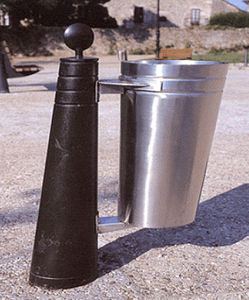 public trash can / stainless steel / cast iron / contemporary