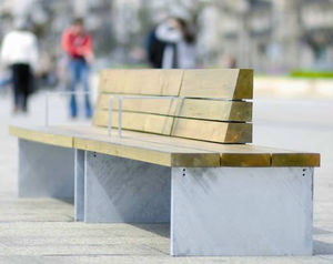 public bench / contemporary / pine / galvanized steel