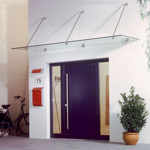 window canopy / for door / glass / metal