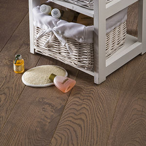 engineered parquet floor / solid / glued / brushed