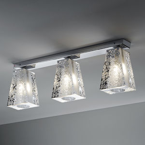 contemporary ceiling light / rectangular / crystal / metal