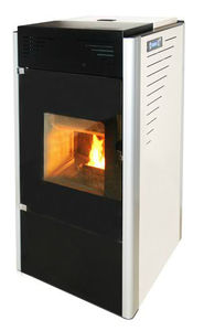 pellet boiler stove / contemporary / stainless steel / 1-sided