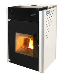pellet boiler stove / contemporary / stainless steel / 1-sided