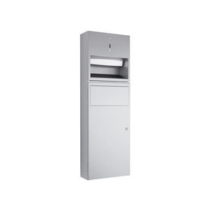 wall-mounted paper towel dispenser / stainless steel / with trash can